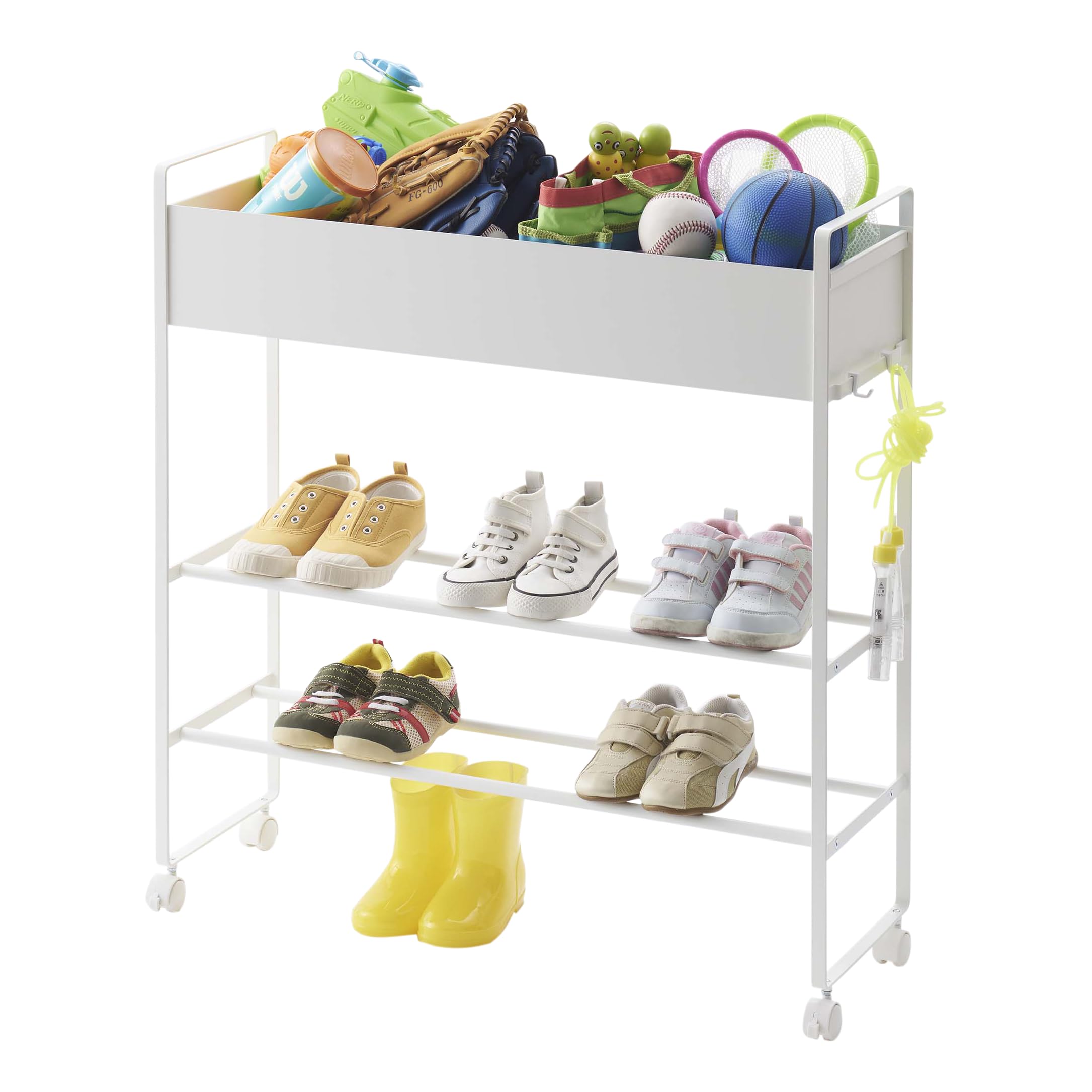 Yamazaki Home Tower Entryway Or Garage Rolling Metal Storage Rack for Shoes, Sporting Goods, Plants, Gardening Supplies, Or Toys, 29.33" - Steel -