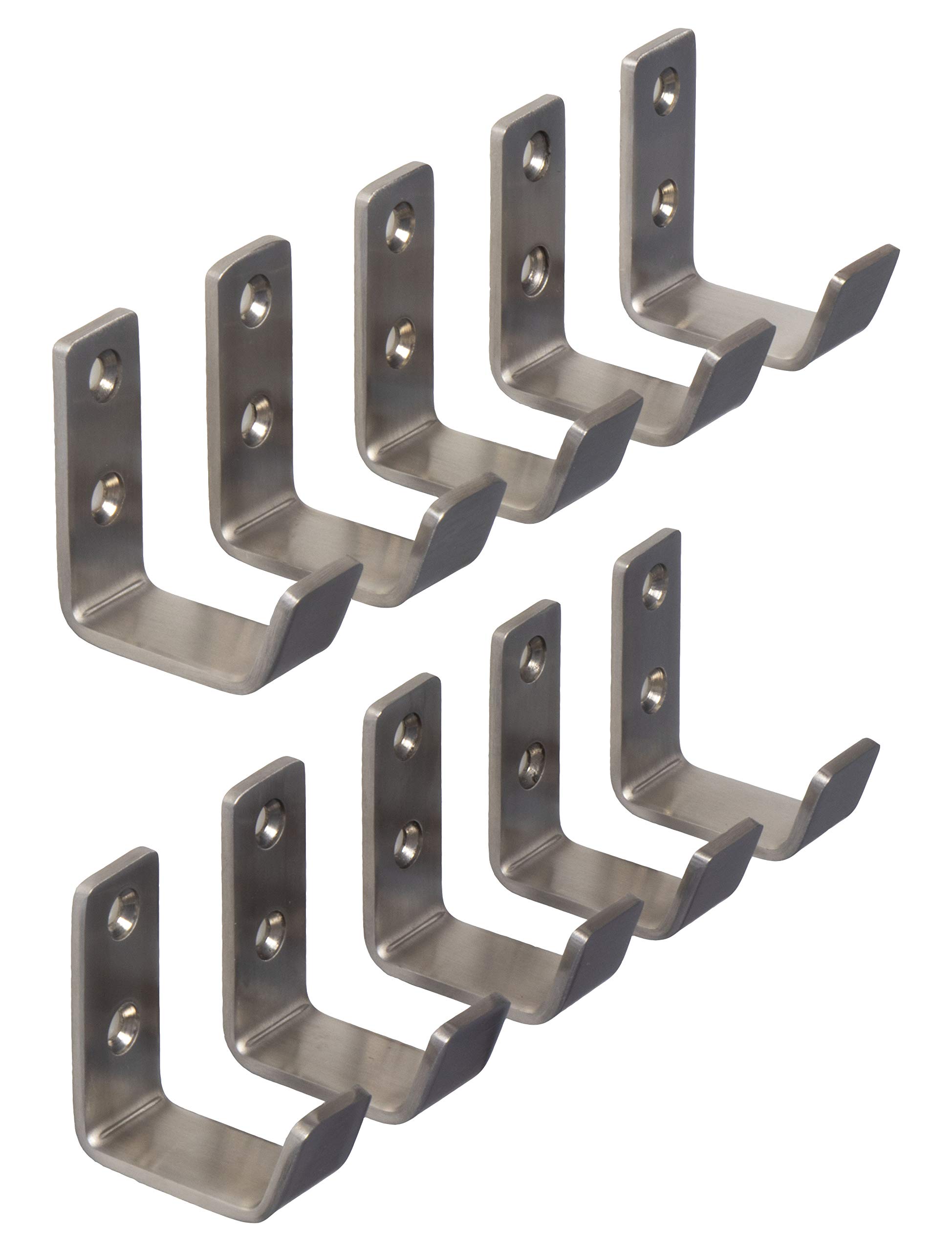 Gedotec Ganci appendiabiti a muro universali ganci appendiabiti in acciaio inox curvi - SANDRA small | 48 x 20 mm | ganci a muro da avvitare | 10 pezzi - appendiabiti a muro con materiale di montaggio