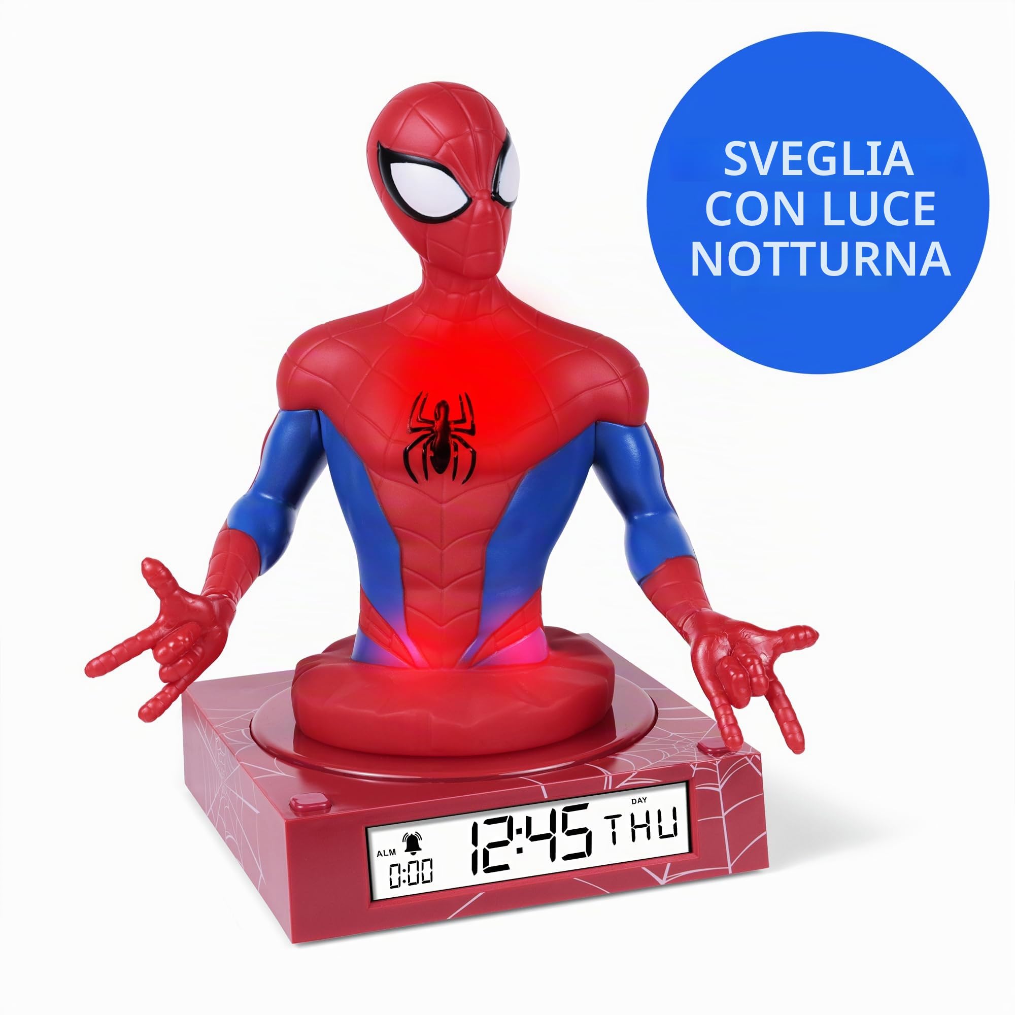 Disney Sveglia digitale con luce notturna 3D Spiderman per bambini