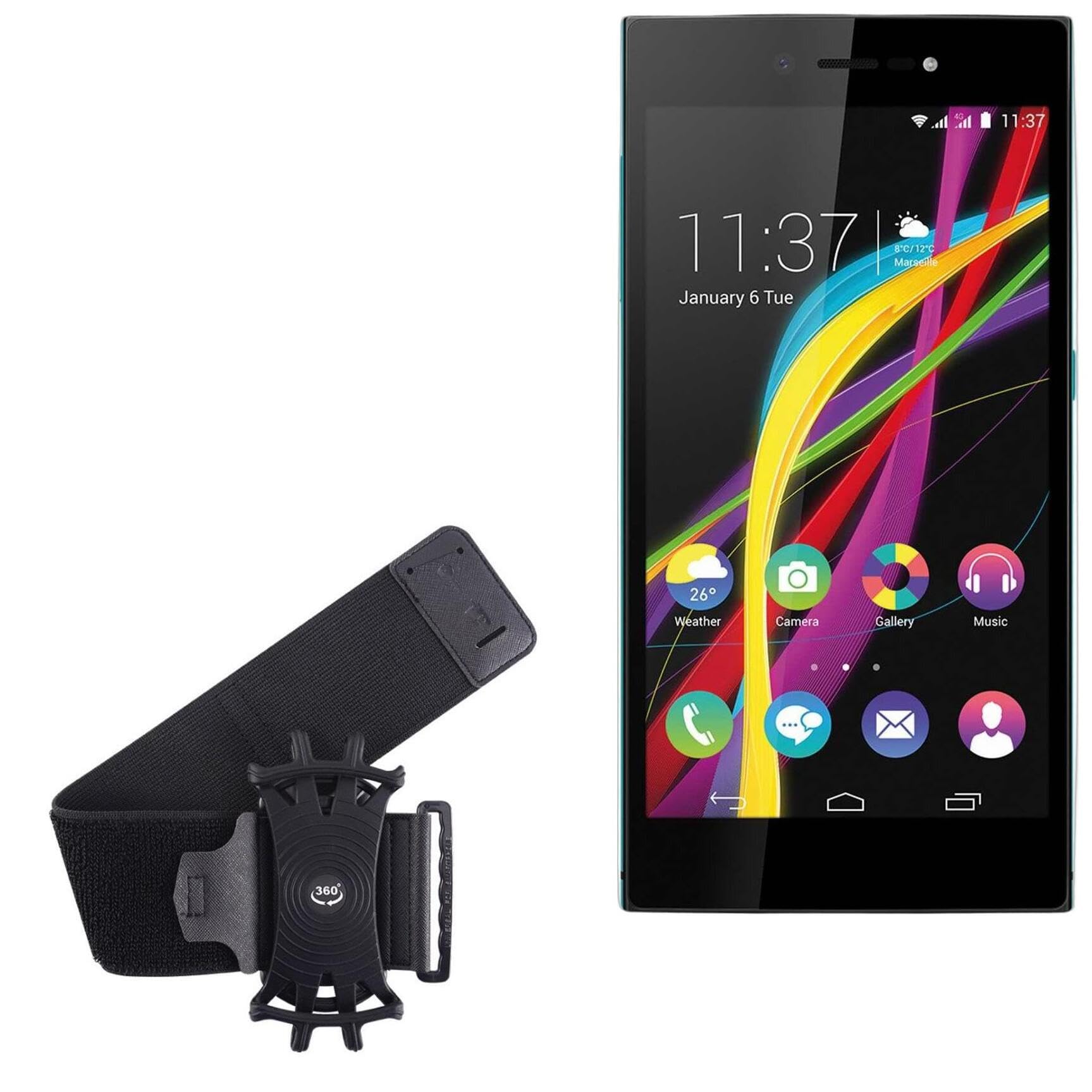 BoxWave Holster Compatible with Wiko Highway Star 4G - ActiveStretch Sport Armband, Adjustable Armband for Workout and Running - Jet Black