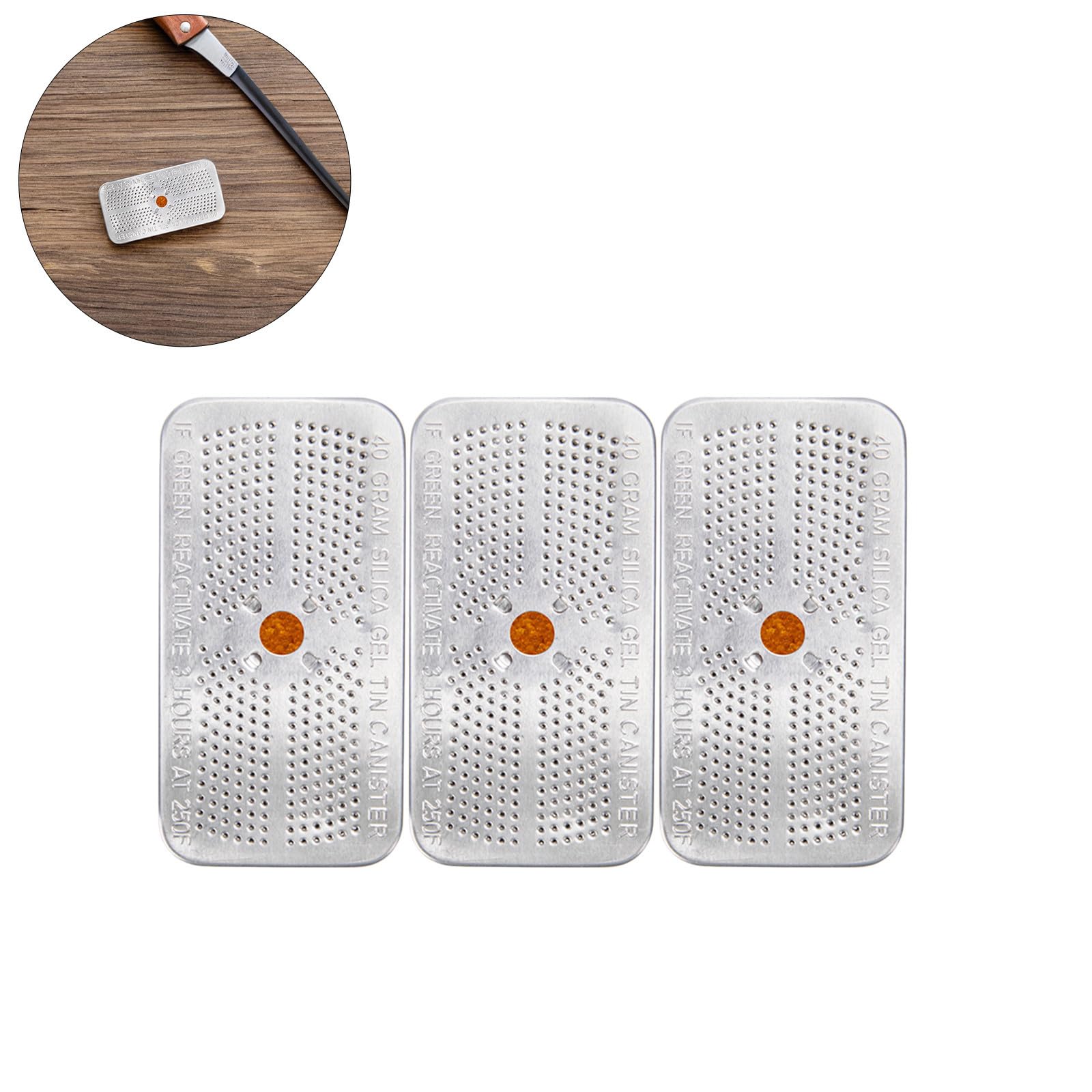 Pacchetti Gel di Silice da 40 Gram in Alluminio Arancione, Assorbitori di Umidità Riutilizzabili per Elettronica e Armadi, Confezione da 5 Pezzi Sicuri e Pratici