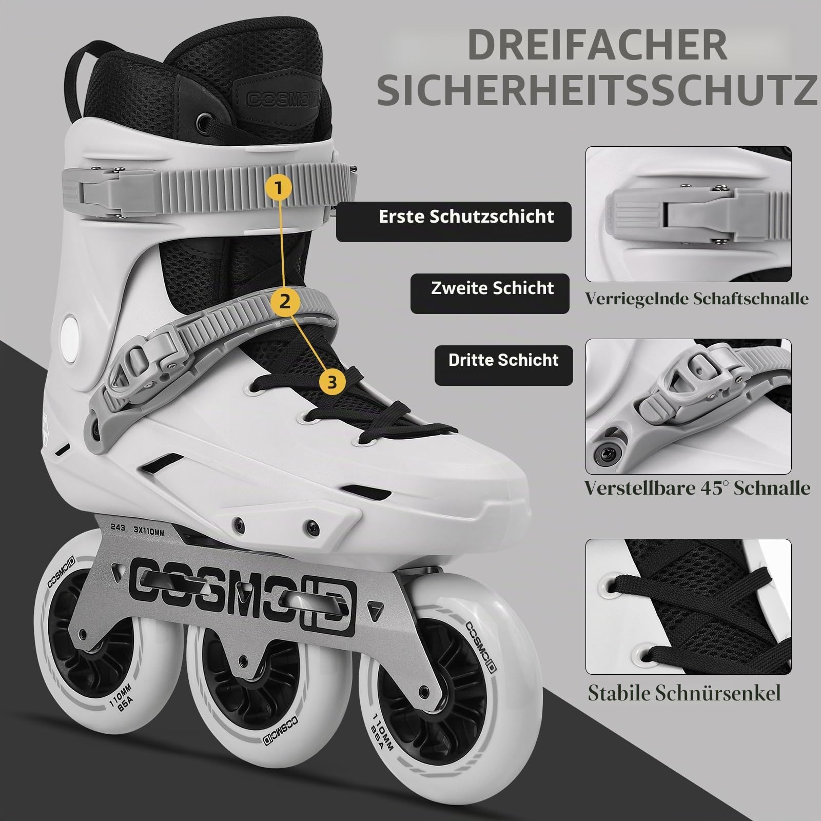 Roller Skate Blades Erwachsene Männlich Weiblich, Professionelle 3 Wheel Inline Skates für Frauen Männer,Größe 38-46,Professionelle Fitness Roller Skates Blades für Unisex