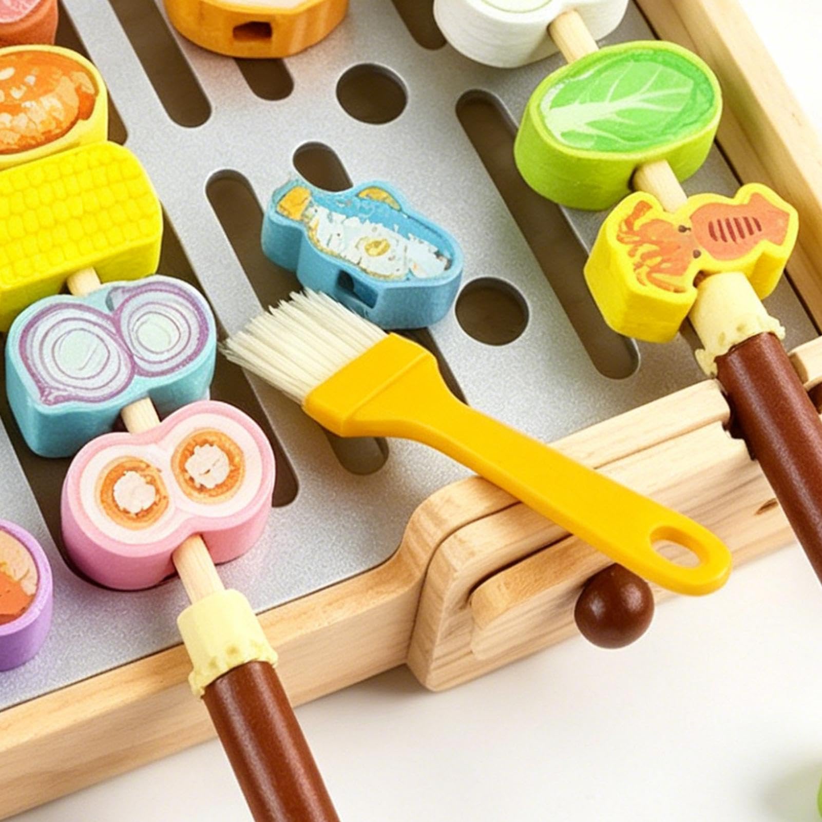 Parrilla Infantil - Lindo Juego de Madera Interactivo Realista Para Niños - Parrilla de Juego de Alimentos | Para Niños Y Niñas Familia Hija Cumpleaños Parque Patio trasero Jardín