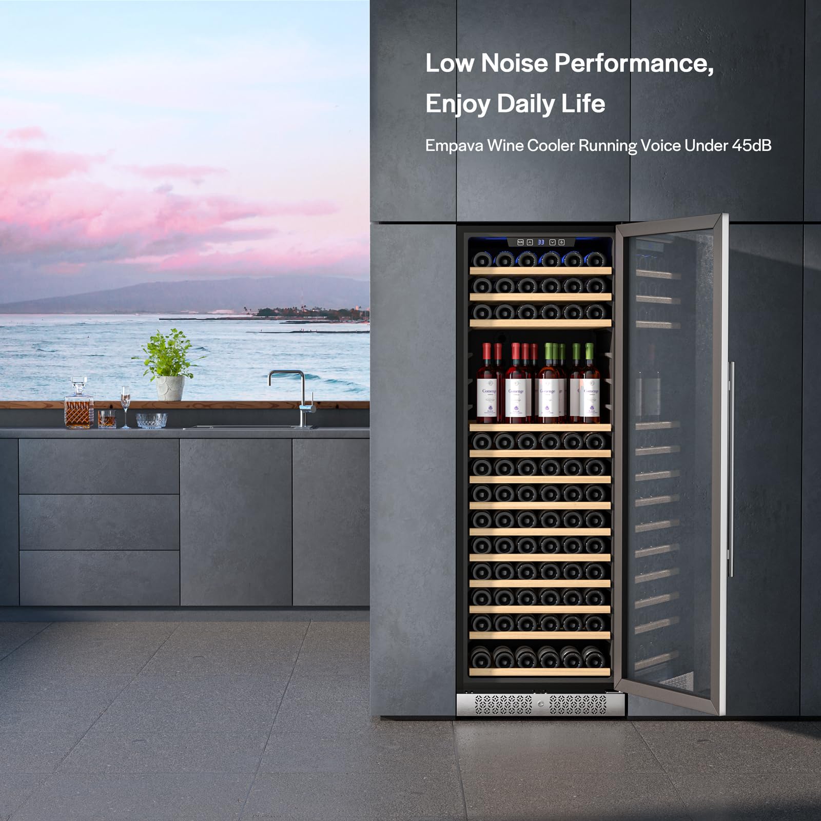 Empava 24 Inch Wine Fridge, 171 Bottle Wine Cooler Refrigerator With Professional Compressor, Large Capacity Fast Cooling Low Noise For Wine Enthusiasts, Built-In Or Freestanding on Fridge.com - View 5