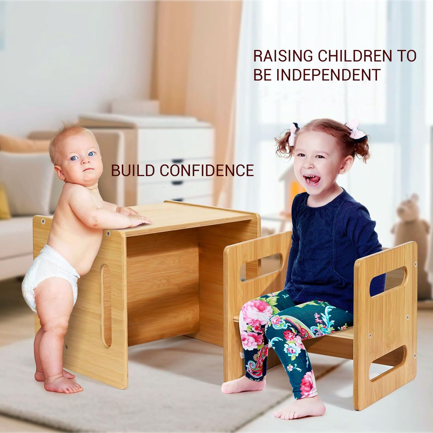 Wooden Kids Table Chair Set for Toddlers, Montessori Learning Table and Chair, Kids Study Table Chair Set for Home, Preschool Nursery Play School Furniture by KEEBORI 4