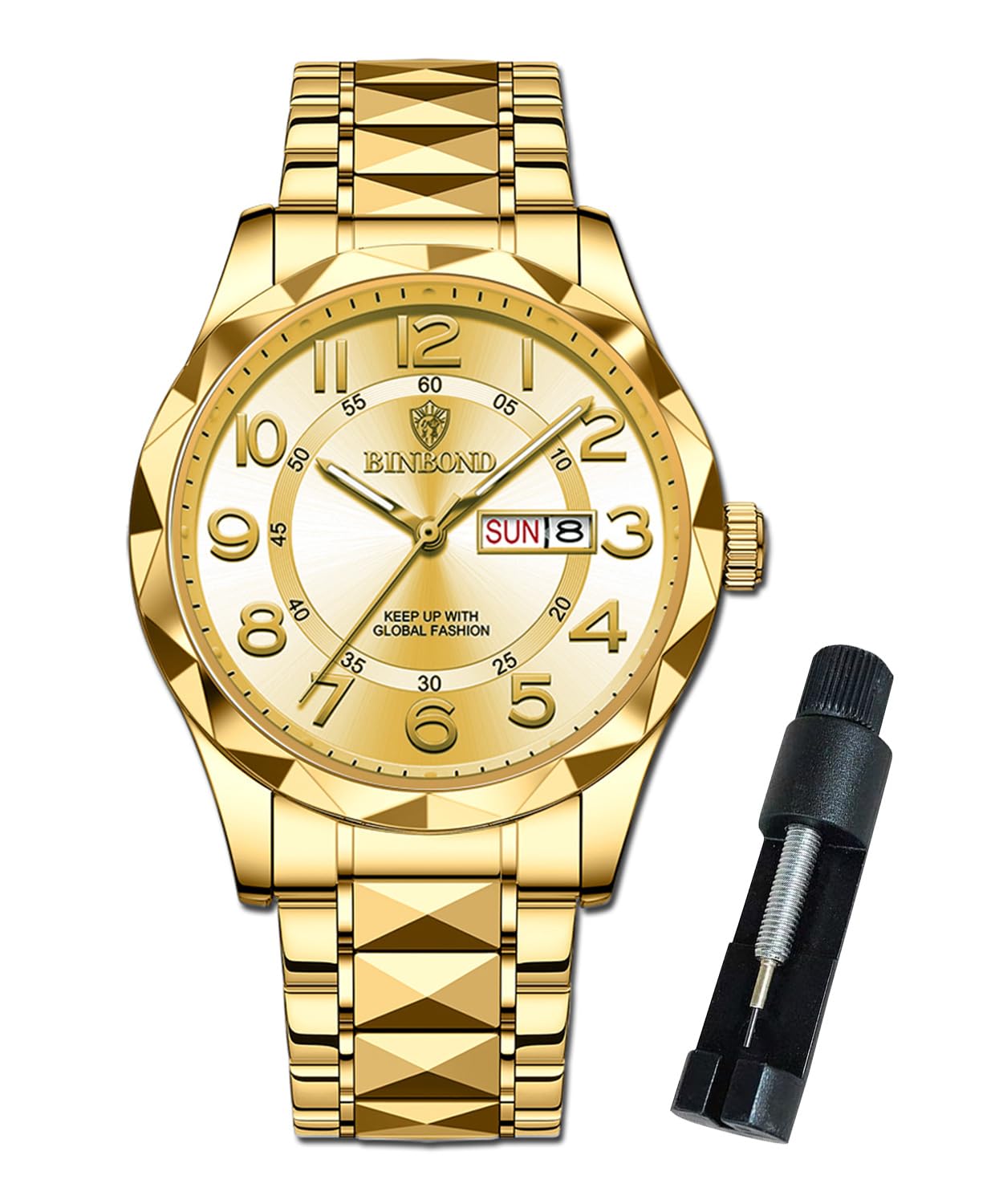 BINBOND YXC-US-G5663-QJ Men's Quartz Watch, Gold variant