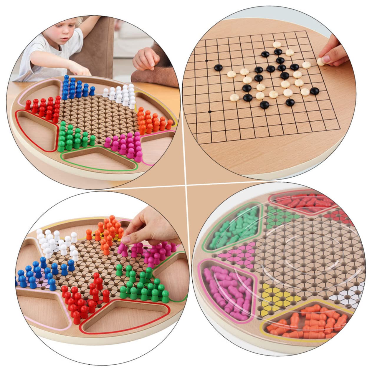 Milisten Jeu de Dames Chinois Éducatif Deux-en-garçon et Filles, Jouet Gobang de Bureau en Matériau Synthétique Marron Surface Lisse et Soigneusement Polie