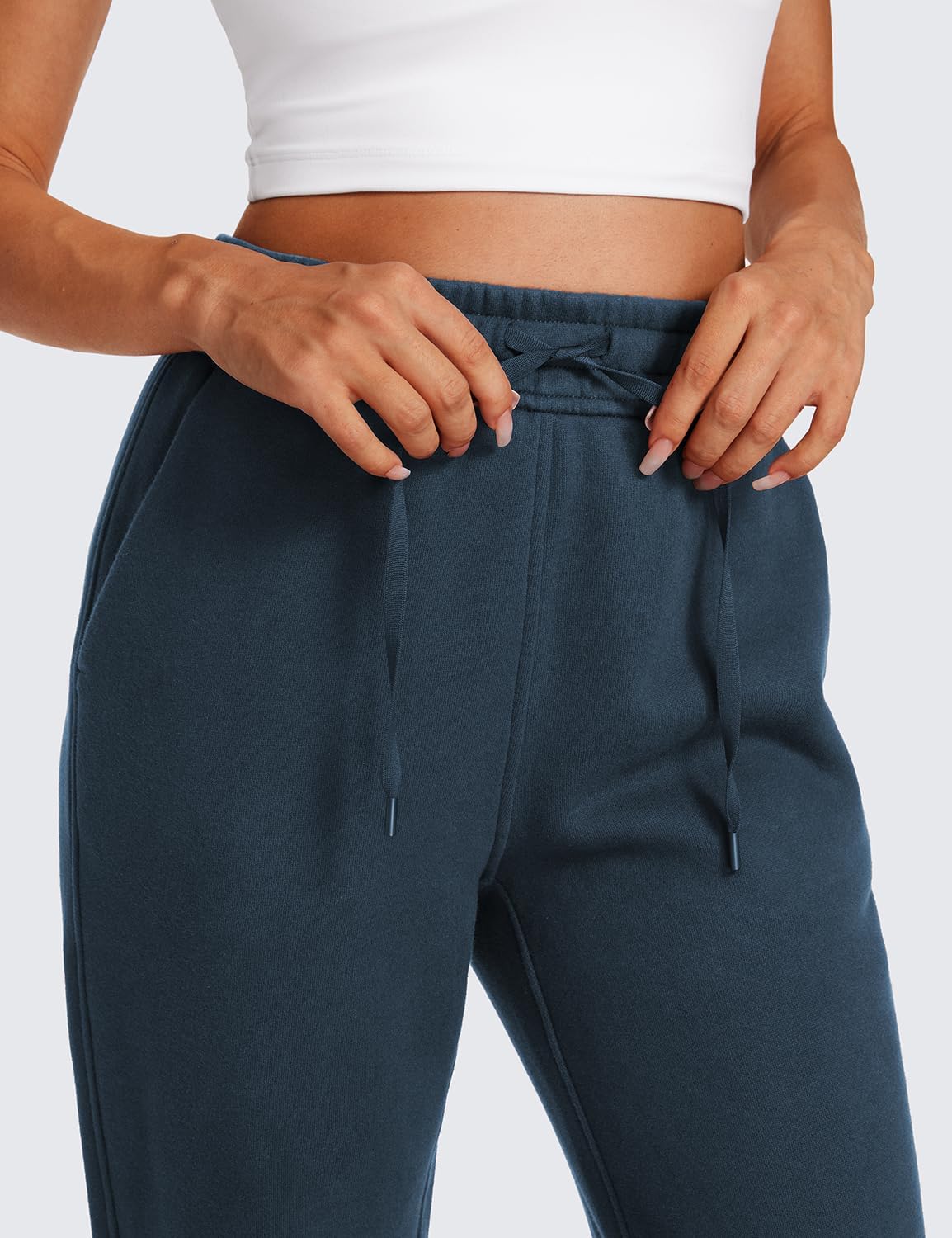 CRZ YOGA Cotton Fleece Lined Sweatpants Women High Waisted Warm Casual Lounge Jogger Pants with Pockets - Image 3