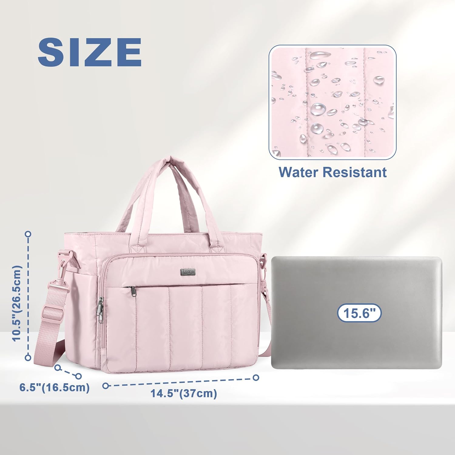 LUXJA Puffer Tote Bag for Women, Lightweight Puffy Tote Bag with Accordion File Pocket and Laptop Sleeve for School and Work - Image 8