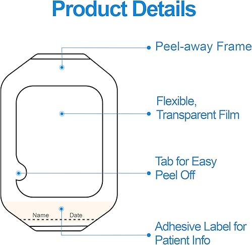Vista 6 de LotFancy Apósito de película transparente, 2.37 x 2.75 pulgadas, 35 unidades, cubierta impermeable para heridas, almohadilla adhesiva médica estéril