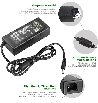 24V 3A 72W Power Supply Adapter AC 100-240V to DC 24 Volt 3 Amp Converter Transformer 5.5x2.5mm Plug for TS100 SH72 Mini Electric Soldering Iron/LED Strip Light/CCTV Security System/LCD Monitor