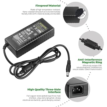 24V Power Supply Charger Compatible with FUJITSU Logitech Racing Wheel Xbox | FUJITSU Scanner FI-6130 FI-6140, PS3 Xbox 360, Logitech G29 G920 G923 G27 G25 Racing Wheel, Replacement 24V 2.7A 2.5A 2A