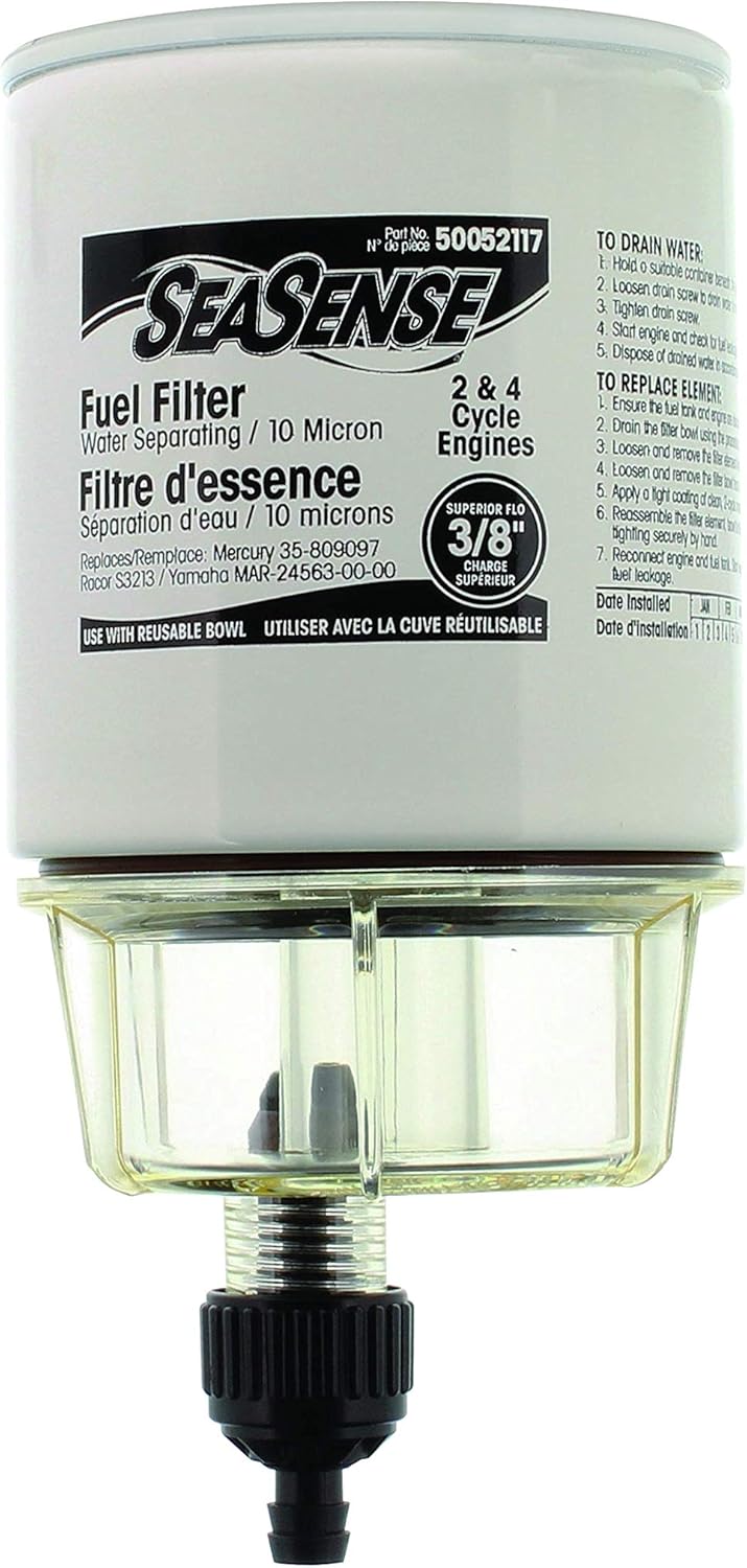 SeaSense Universal Water Separating Fuel Filter with Clear