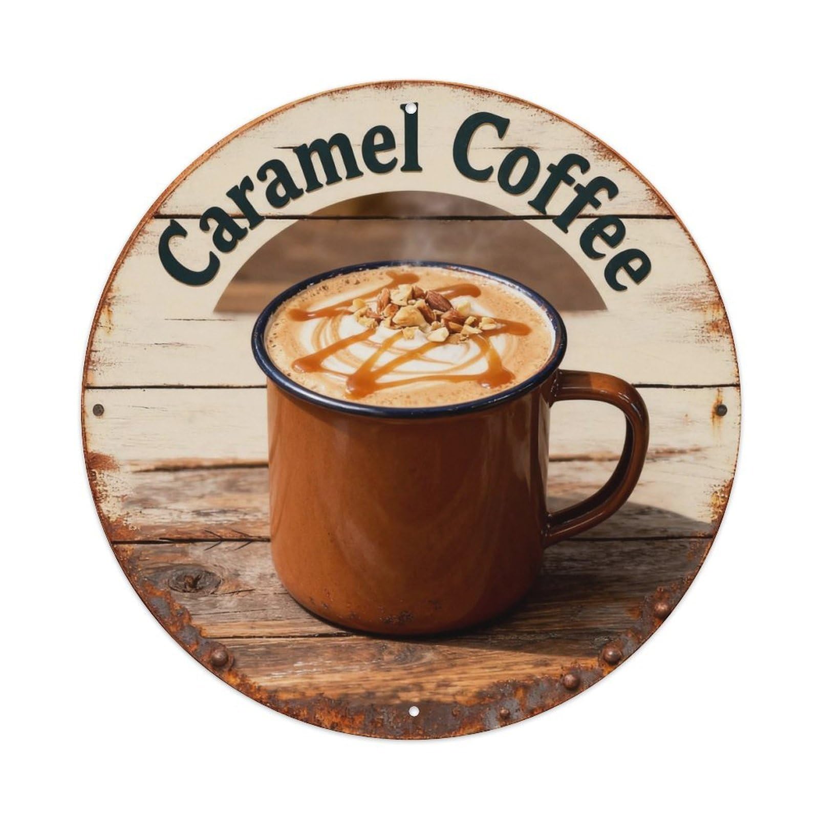 Caramel Coffee Morning Sign Metal Tin Sign Plaque