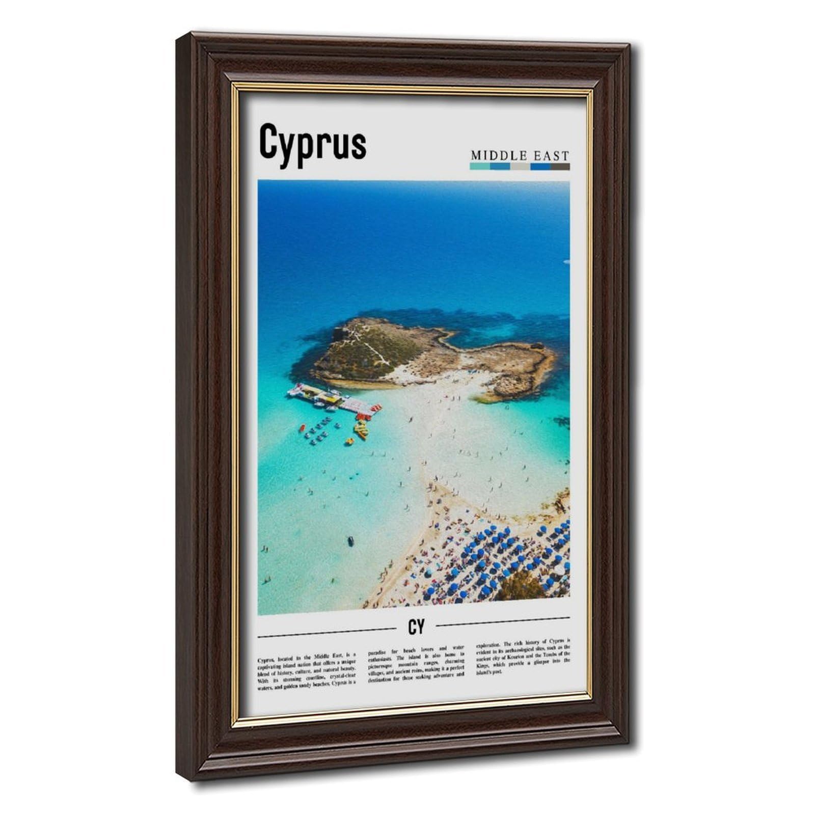 Wcyb Mokume Gane Frame Cyprus Middle East Scenery Travel Posters Prints Canvas Deco Paintings Wall Art Hangable Frame 16" L X 24" W