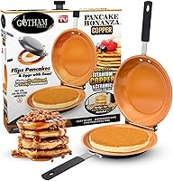 Gotham Steel Double Sided Nonstick Pancake Pan - Ceramic Copper Griddle for Fluffy Pancakes, Omelets, Frittatas & More, Dishwasher Safe