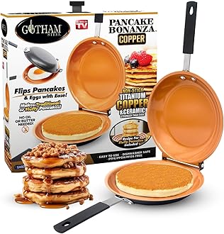 Gotham Steel Double Sided Pan, The Perfect Pancake Maker – Ceramic Nonstick Copper Easy to Flip Pancake Griddle for Fluffy Pancakes, Omelette Maker, Frittata Maker & More! Dishwasher Safe