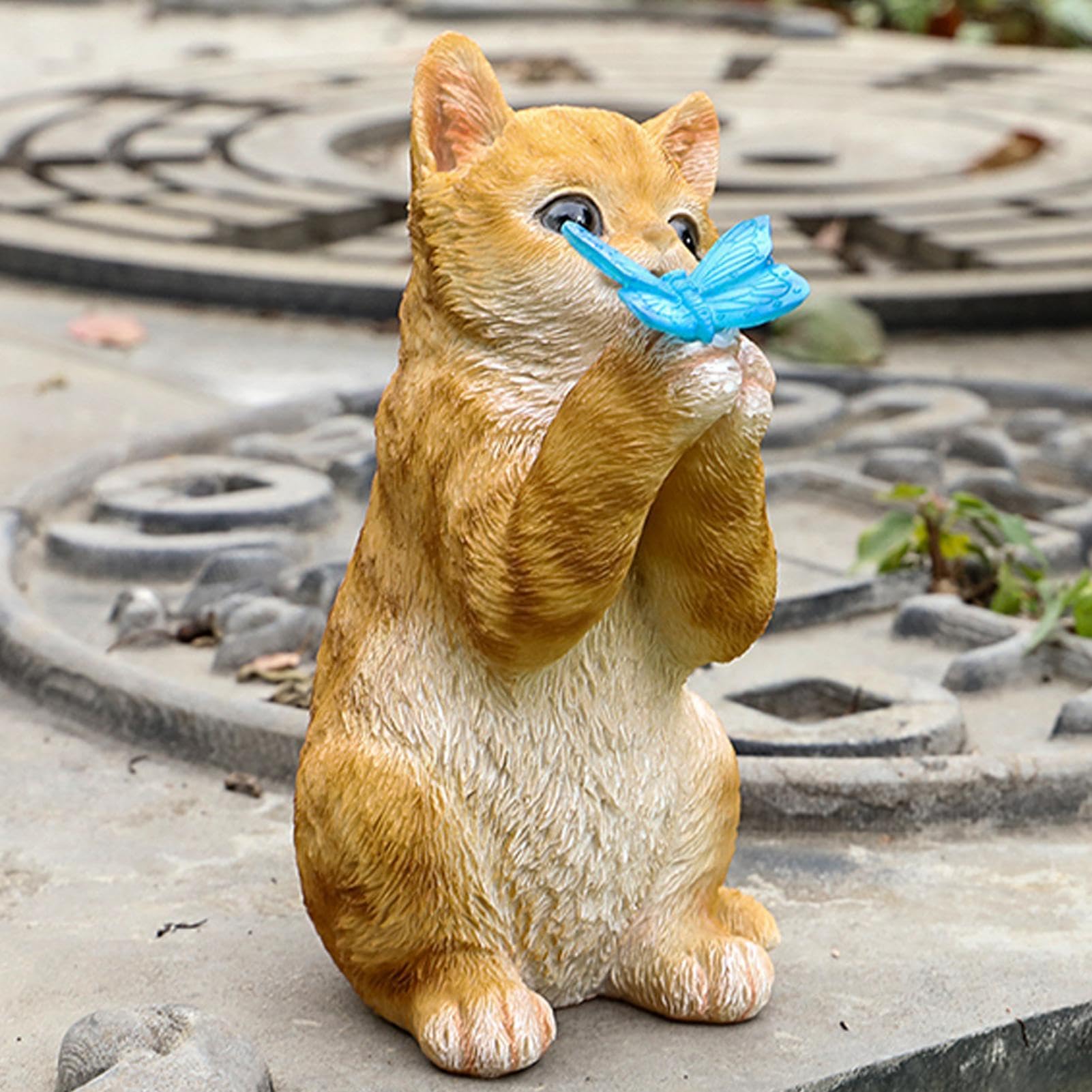 Genérico Statue per esterni con luce e scultura di gatto adorabile