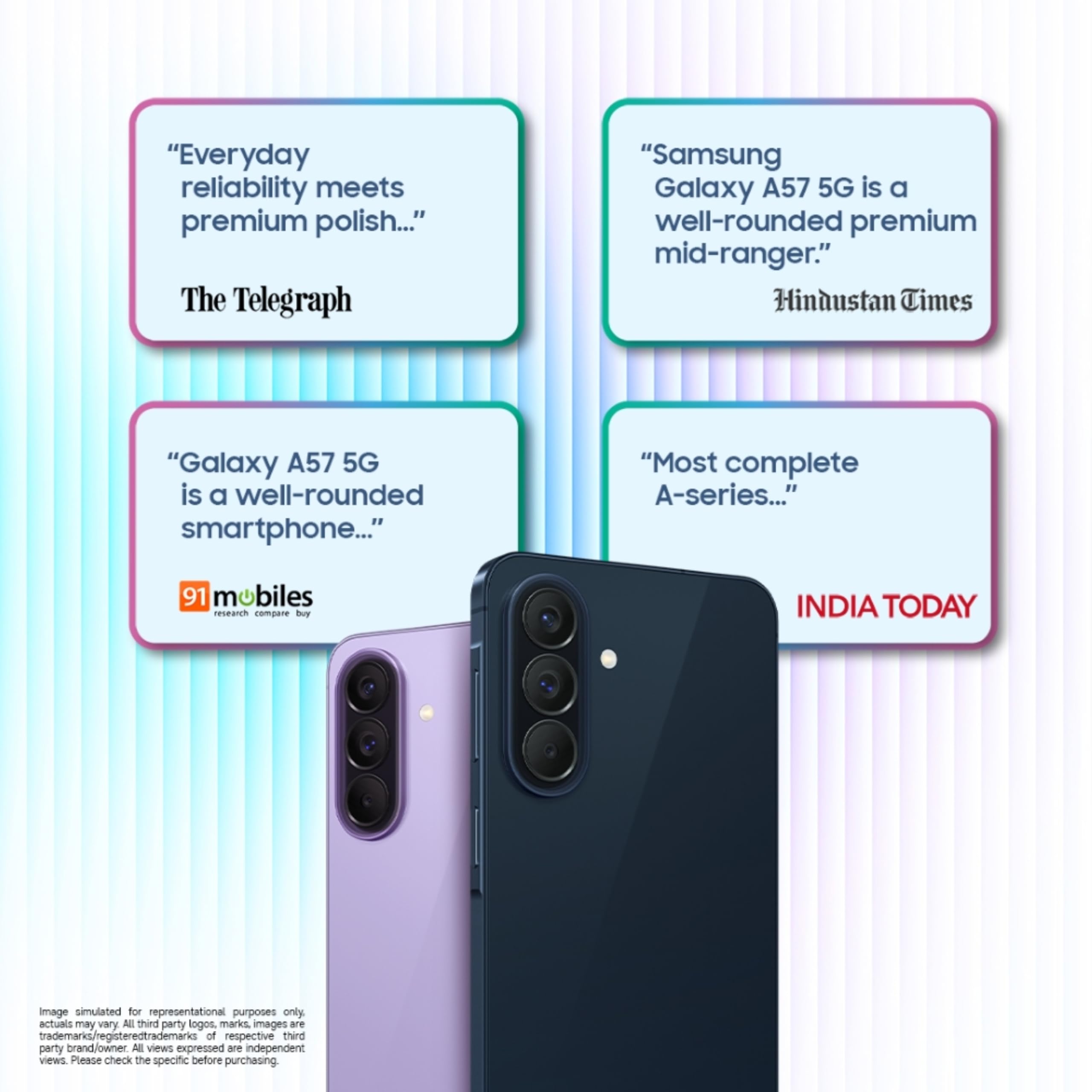 Samsung Galaxy A57 5G (Awesome Navy, 8 GB di RAM, 256 GB di archiviazione), Agentic AI, Tripla fotocamera con video Nightography, durata della batteria 2 giorni, aggiornamenti OS 6 Gen, IP68, 6,9 mm