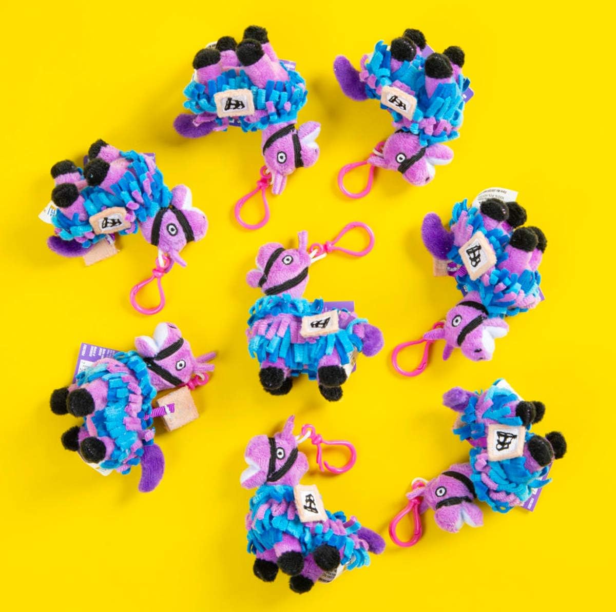 Sambro PMI-3563 4050-04943 Fortnite Lama Loot Pinata Plush Toy Key Ring with Clip Approx. 8 cm 8.5 cm