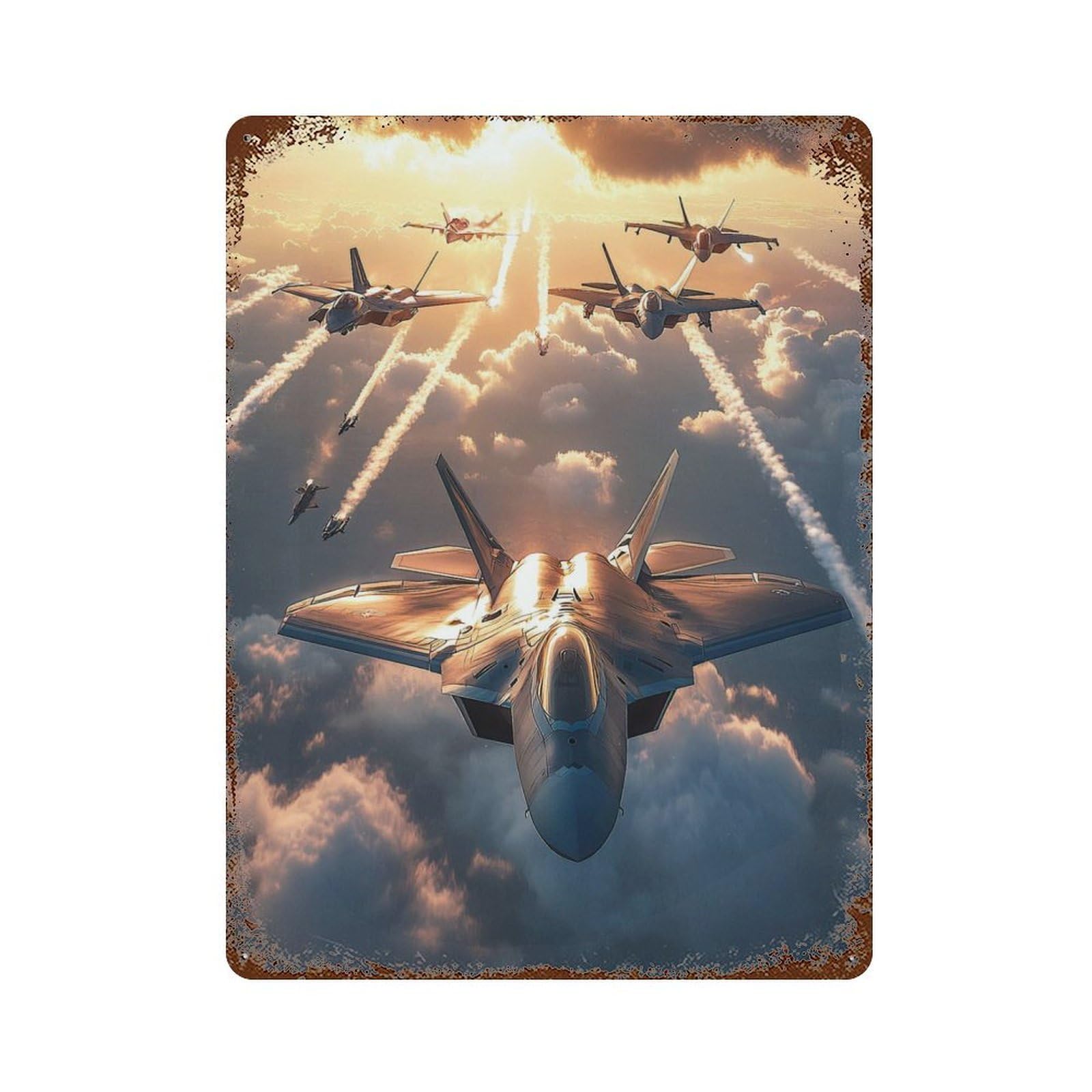 Garage Style F-22 Raptor Jet Fighter Decorative Tin Sign 15.7"x11.8", Farmhouse Wall Decor for Bar And Workshop