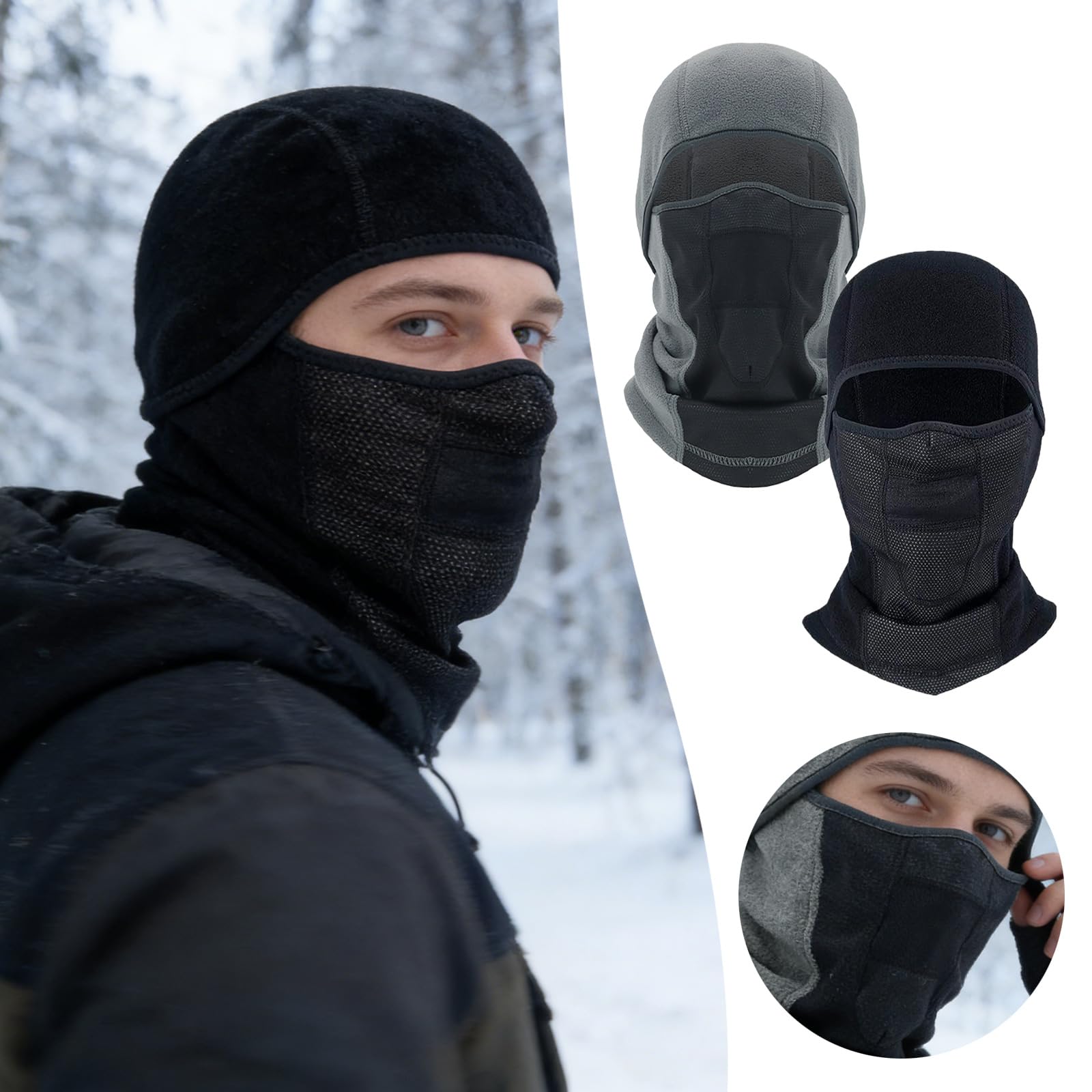 Cagoule de ski coupe-vent pour homme, couvre-visage chaud par temps froid, idéal pour le ski, le snowboard, la moto et la pêche sur glace, 1 pièce