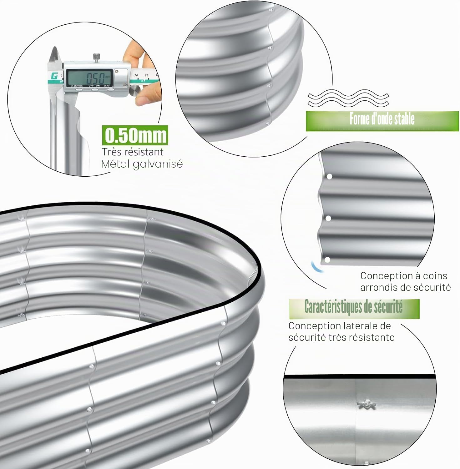 LATERN 2 Pièces Jardinière Surélevée, 120CM x 60CM x 30CM Galvanisé Acier Robuste sans Fond Jardinière Box pour L'extérieur Culture Plantes Légumes Fleurs Herbes (Inclus D'installation Kit, Argent)