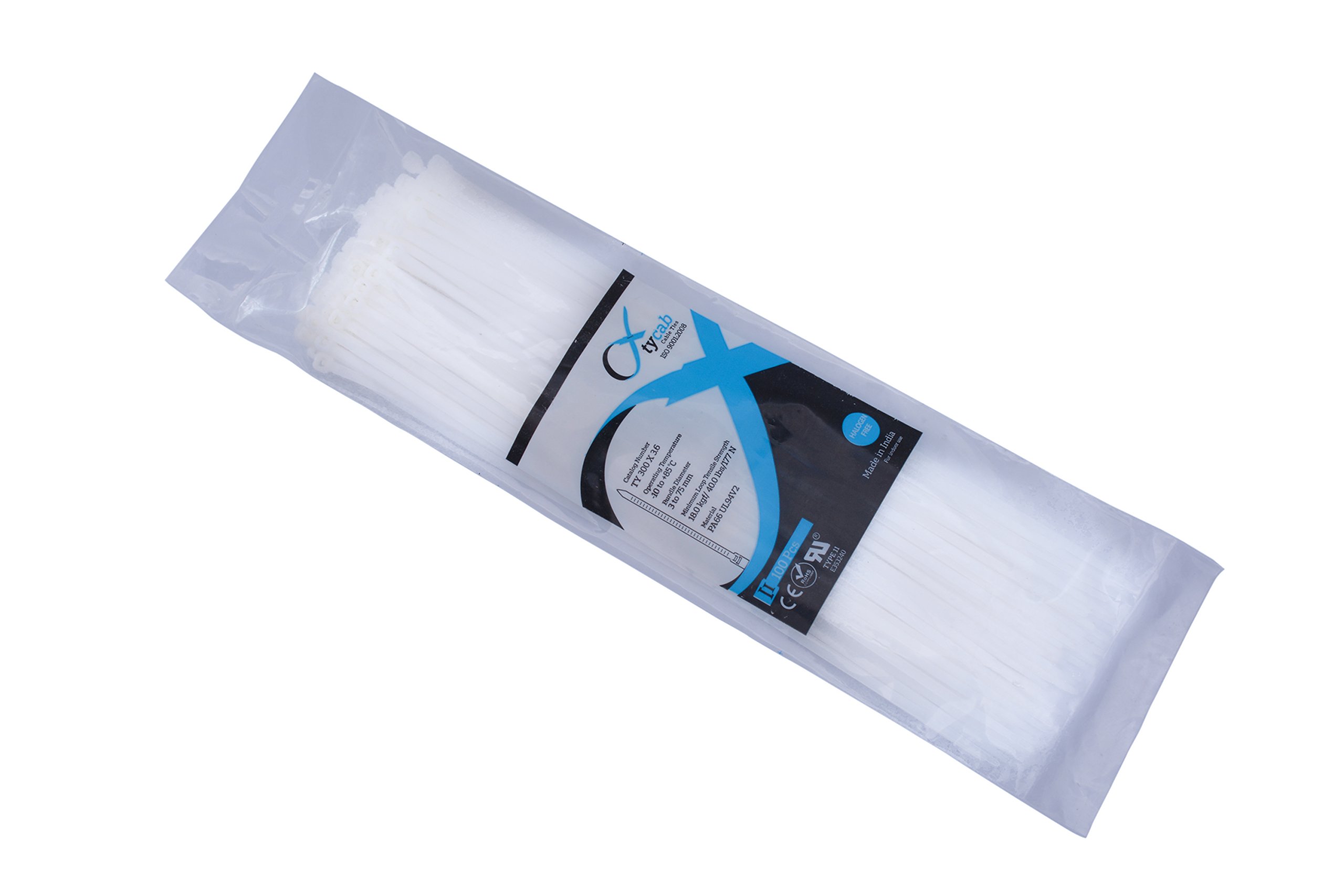 tycab nylon cable ties 300 mm, 12 inch, pack of 500, white
