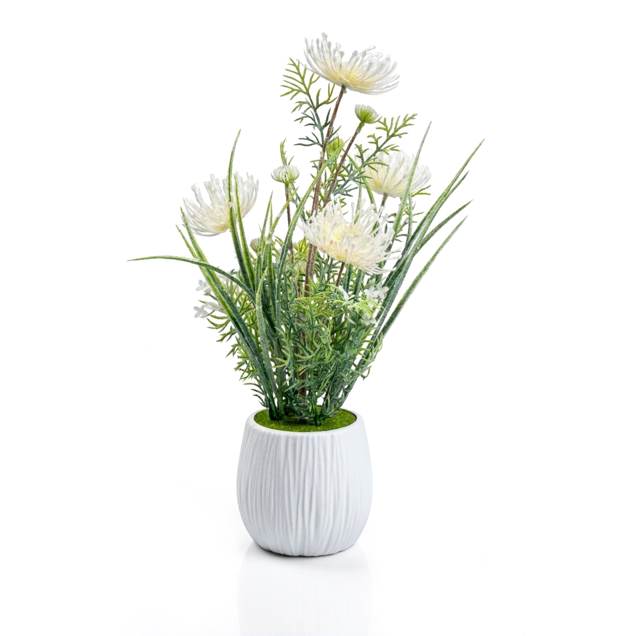 Crystals Artificial Lavender Plant in Pot 50cm – Realistic Faux Silk Flowers Indoor Outdoor Decoration for Home Office Garden Table Décor (White, Spider Chrysanthemum)