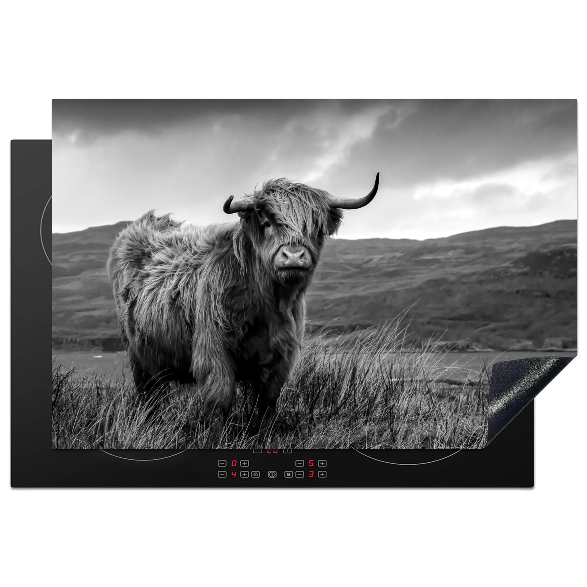 Protège-plaque induction vinyl Highlander écossais 78x52 cm pour cuisine nature