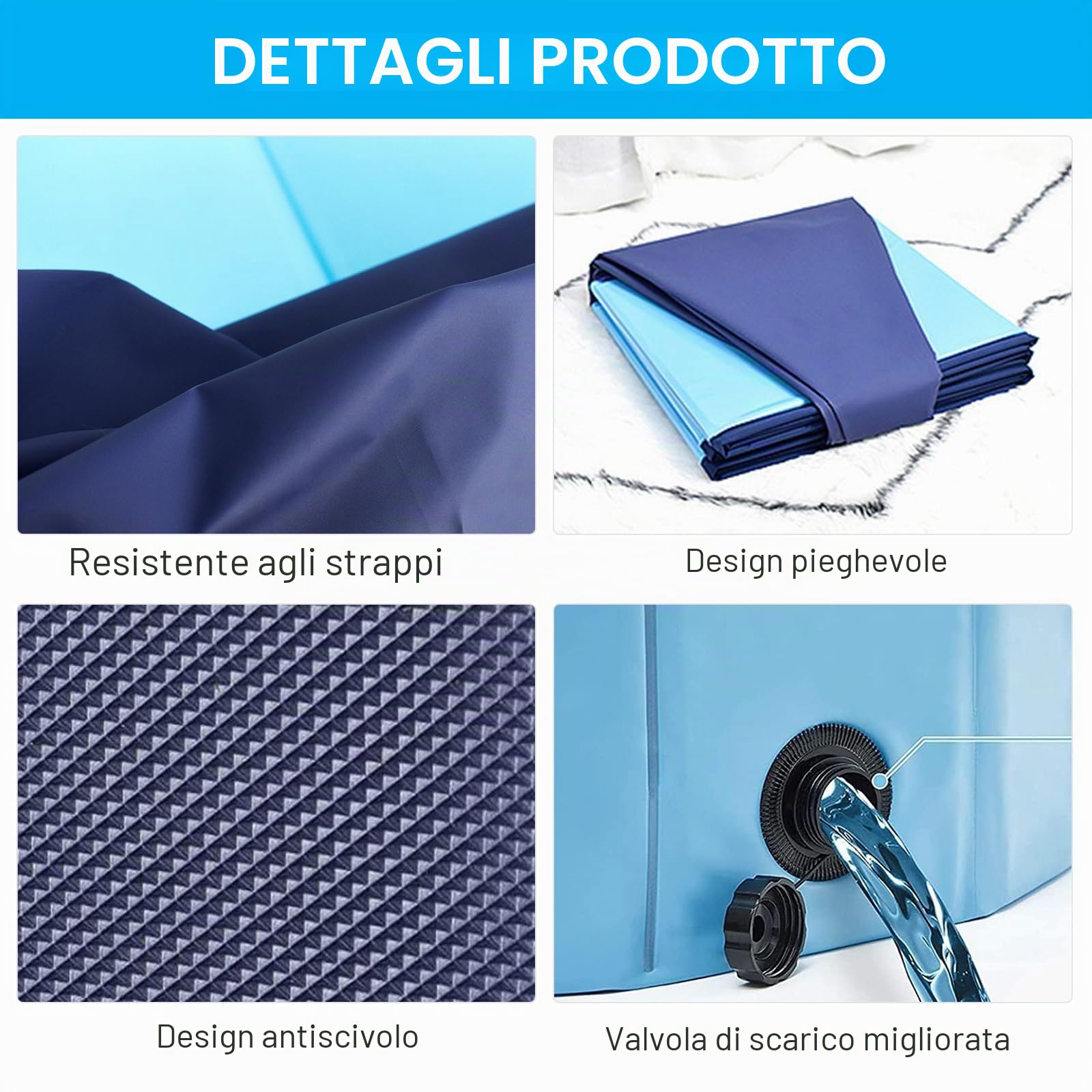 Piscina per Cani, Piscina per Animali, Vasca da Bagno per Cani, Piscinetta per Animali Domestici, Piscinetta Pieghevole, Attrezzature Divertenti per Adulti, Bagnetto per gatti, 100 x 30CM