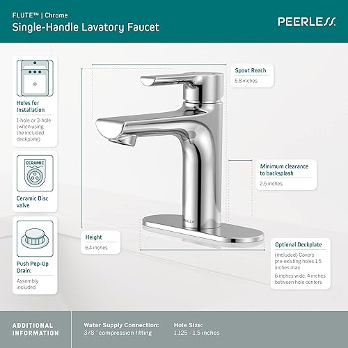 Miniatura 3 de Peerless P1513LF - Grifo de baño con flauta, cromado