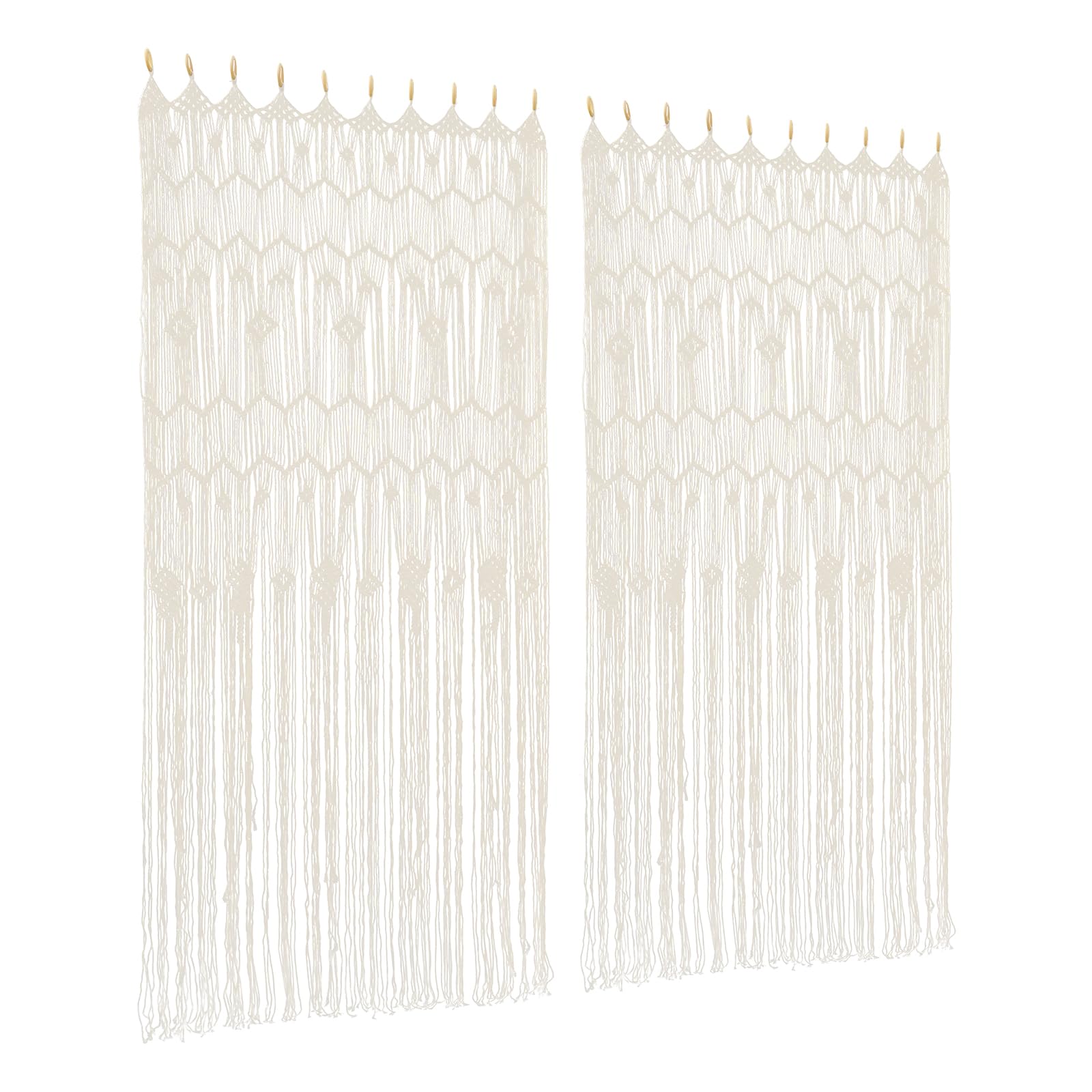 Cortina de ventana de 100 x 200 cm – Cortina de macramé estilo bohemio, tejido a mano, 2 paneles, para salón, dormitorio, decoración de bodas