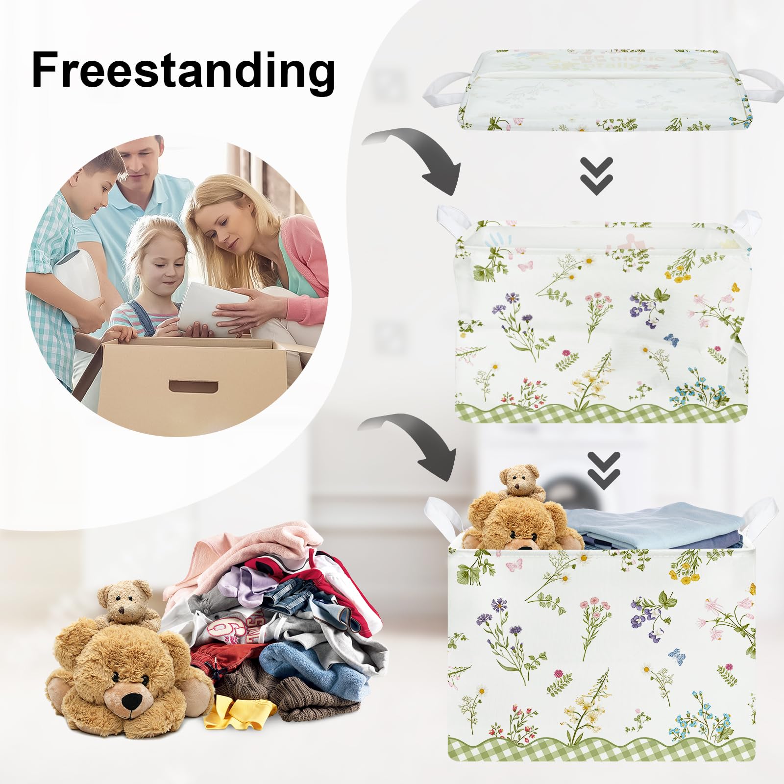Grande Cesta Ropa Sucia Flores Plegable Cestos Almacenaje Ropa Juguetes para Padres,Mariposa,36L