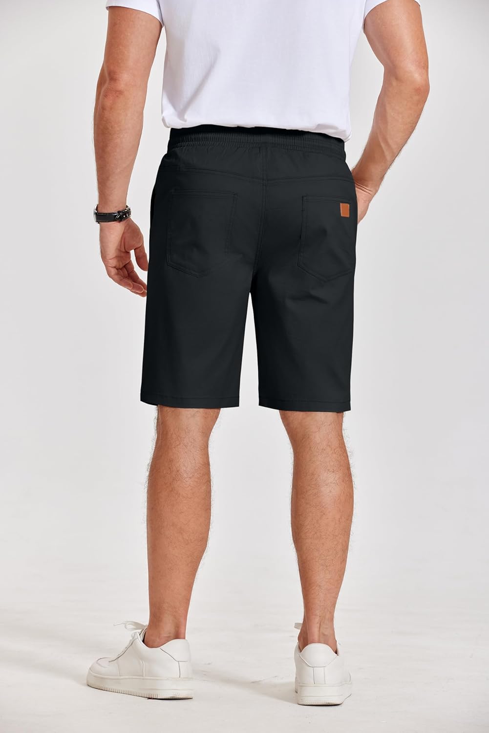 COOFANDY Mens Casual Shorts Cotton Elastic Waist Drawstring Shorts Lightweight Summer Beach Shorts - Image 4