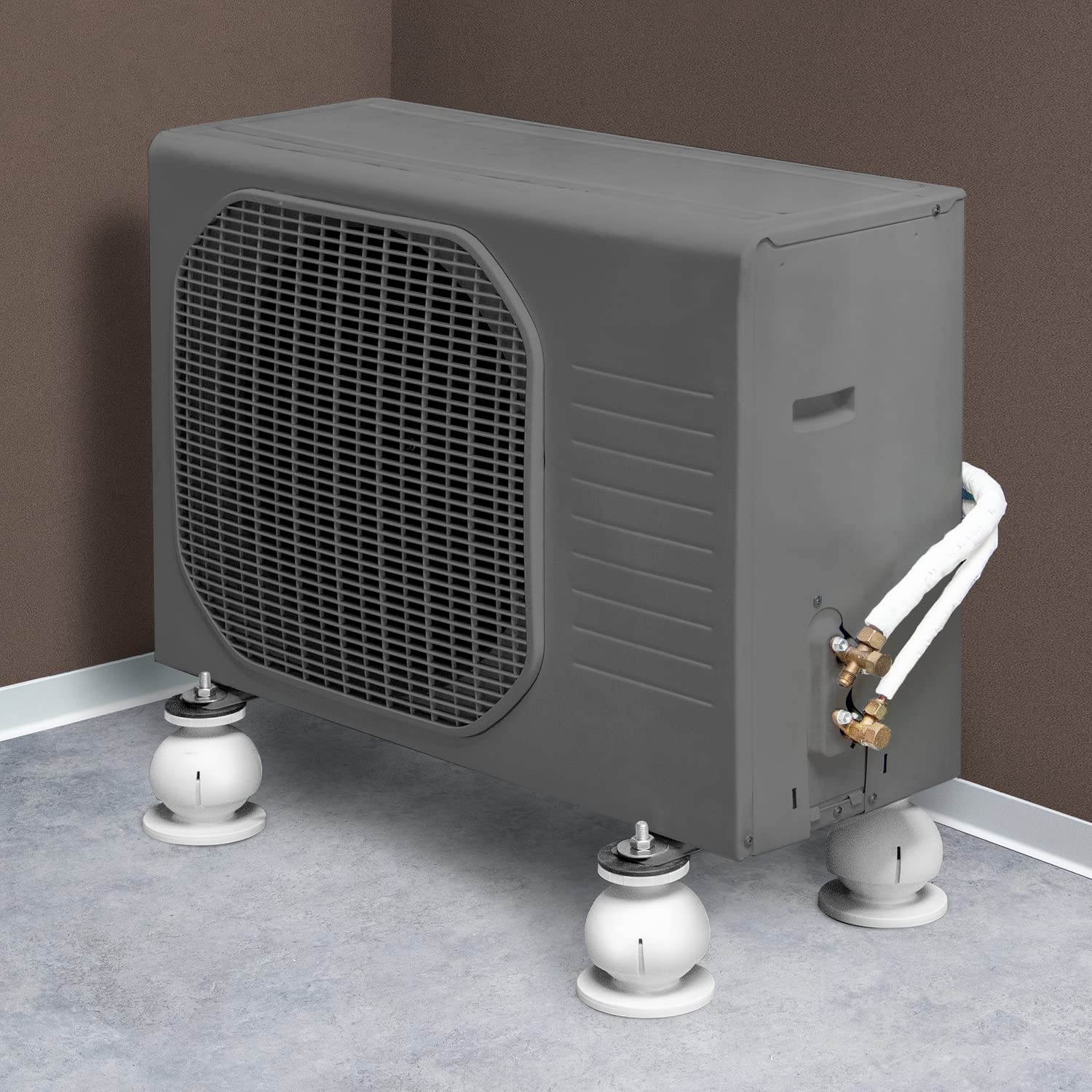 Errecom Mini Steady, Supporto a Pavimento Regolabile per Unità Esterne Climatizzatori e Pompe di Calore, RAL 9016 - Bianco, confezione da 4 supporti