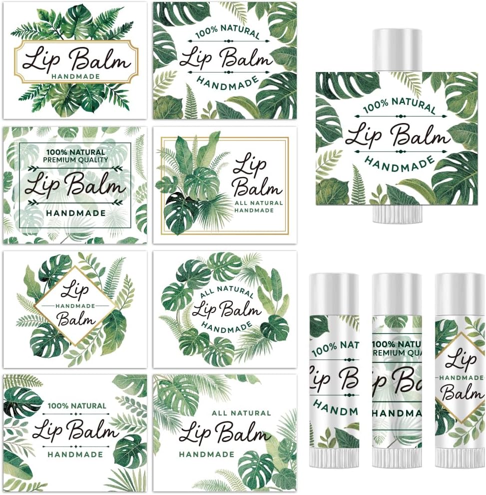 Peacoblue Tropical Plants Chapstick Labels for Tube, Lip Balm Sticker