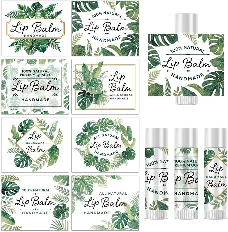 Etiquetas adesivas peacoblue para tubos de bálsamo labial, plantas tropicais com monstera, Pacote com 160