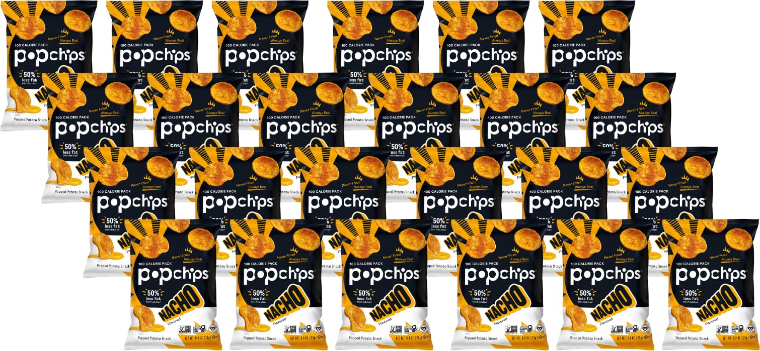 Popchips Nacho Potato Chips, 0.8 Oz (Pack of 24)