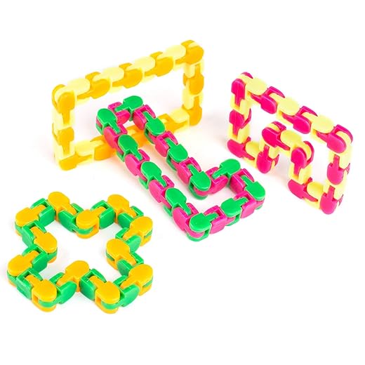 Neliblu Wacky Tracks Snap and Click Fidget Toys for Sensory Kids - ADHD, Autism, Stress Relief Therapy - Keeps Fingers Busy and Minds Focused - Snake Puzzles, Assorted Colors (Pack of 4)