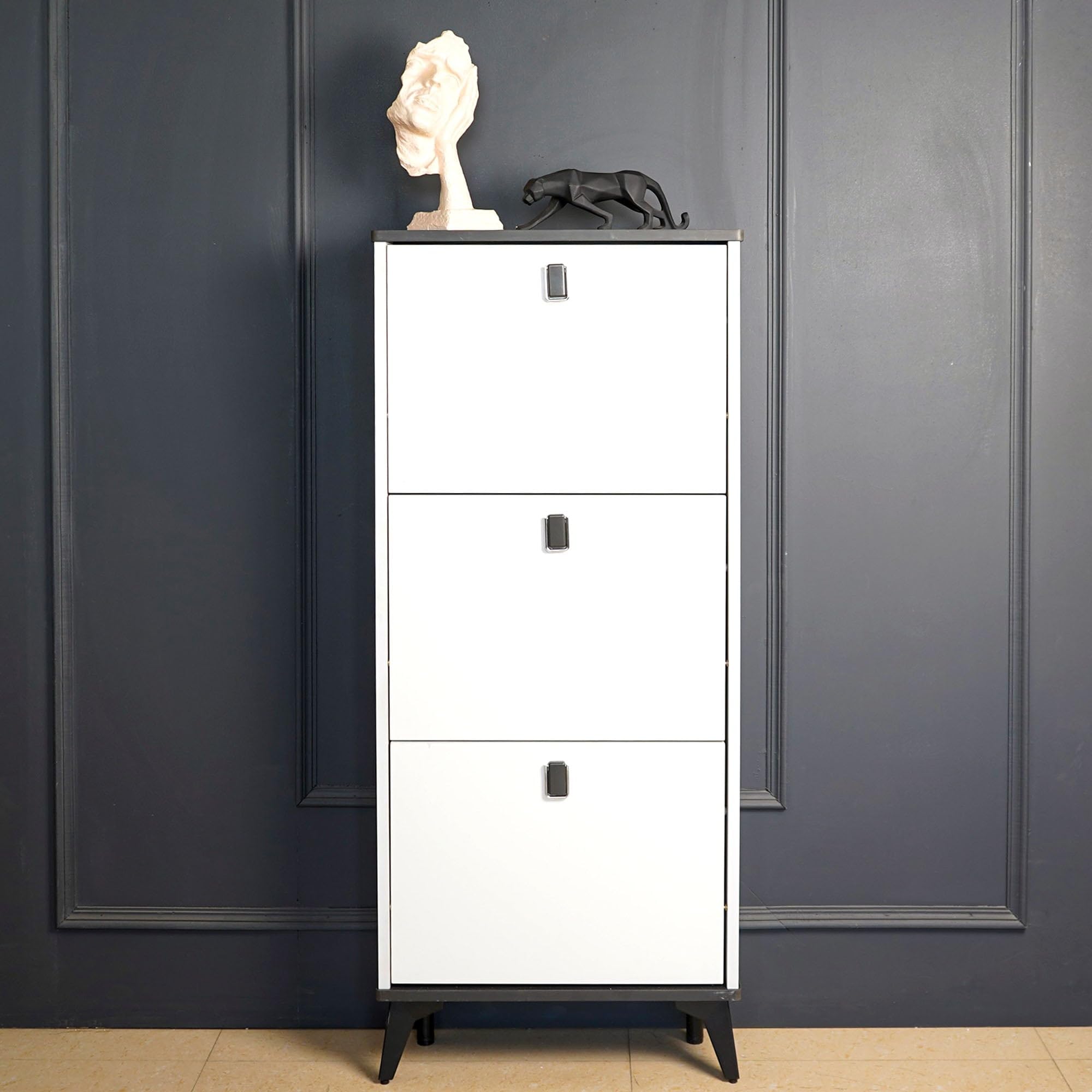 The Artment Slimline 3 Drawer Shoe Cabinet Footwear Stand Organizer for Hall, Entryway | Space Saving Design | Home Furniture for Home (Size - 50x17x118 CM) (B0D31H68SW) Amazon Price History, Amazon Price Tracker