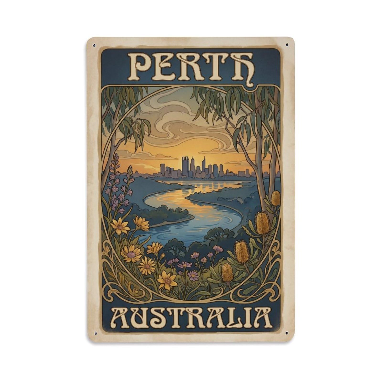 Australia Perth City Heritage Regional Travel Metal Tin Sign