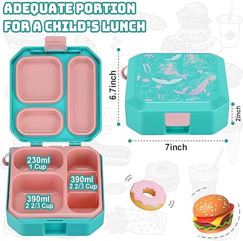Miniatura 6 de Itslife Lonchera Bento para niños, de 3 a 5 compartimentos a prueba de fugas, recipientes de almuerzo de 35 onzas para niños pequeños, apto para
