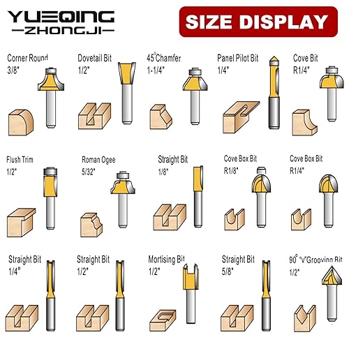 Miniatura 3 de Juego de brocas de router de 14 pulgada de vástago, 15 piezas, brocas de carburo de tungsteno de 14 pulgada, herramientas de carpintería para