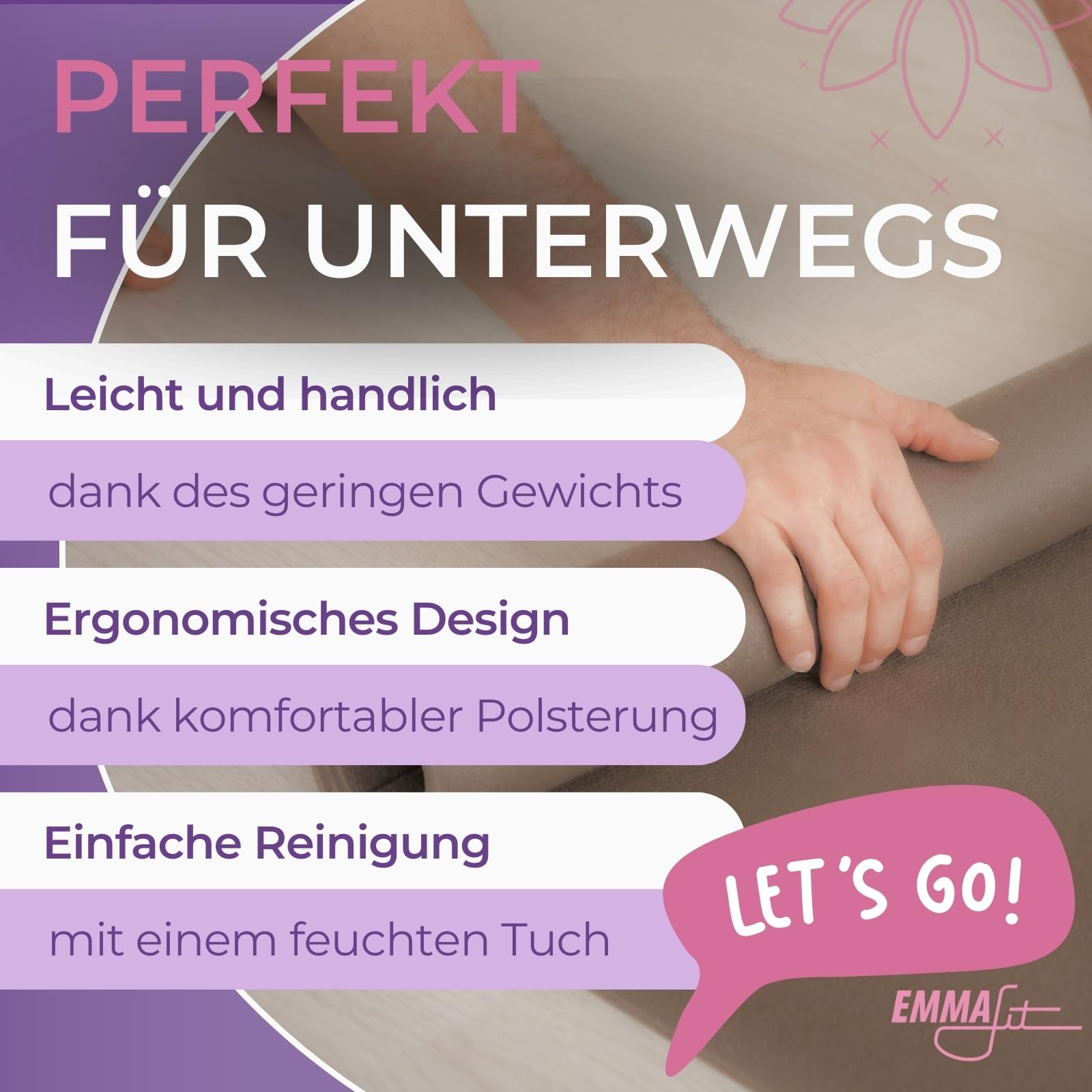 EMMAfit Kork Fitnessmatte I 183 x 65cm I rutschfeste Matte mit Naturkorkoberfläche für Yoga, Pilates & Gymnastik I hygienisch & umweltfreundlich I nachhaltige & langlebige Yoga-Matte