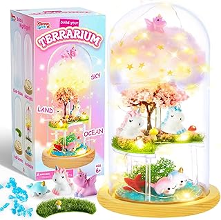 Make Your Own Unicorn Night Light - Birthday Crafts Gifts for Girls Kids, Unicorns Terrarium Kit for Kids, 3-in-1 Unicorn Toys Presents, Kawaii Arts and Crafts for Kids Age 6 7 8-12 Year Old Girl