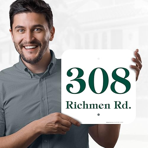 Miniatura 2 de My Sign Center - Letrero de dirección de casa, placa de número de casa, 12 x 12 pulgadas, aluminio 040, 16 colores de fuente, 20 estilos de fuente,