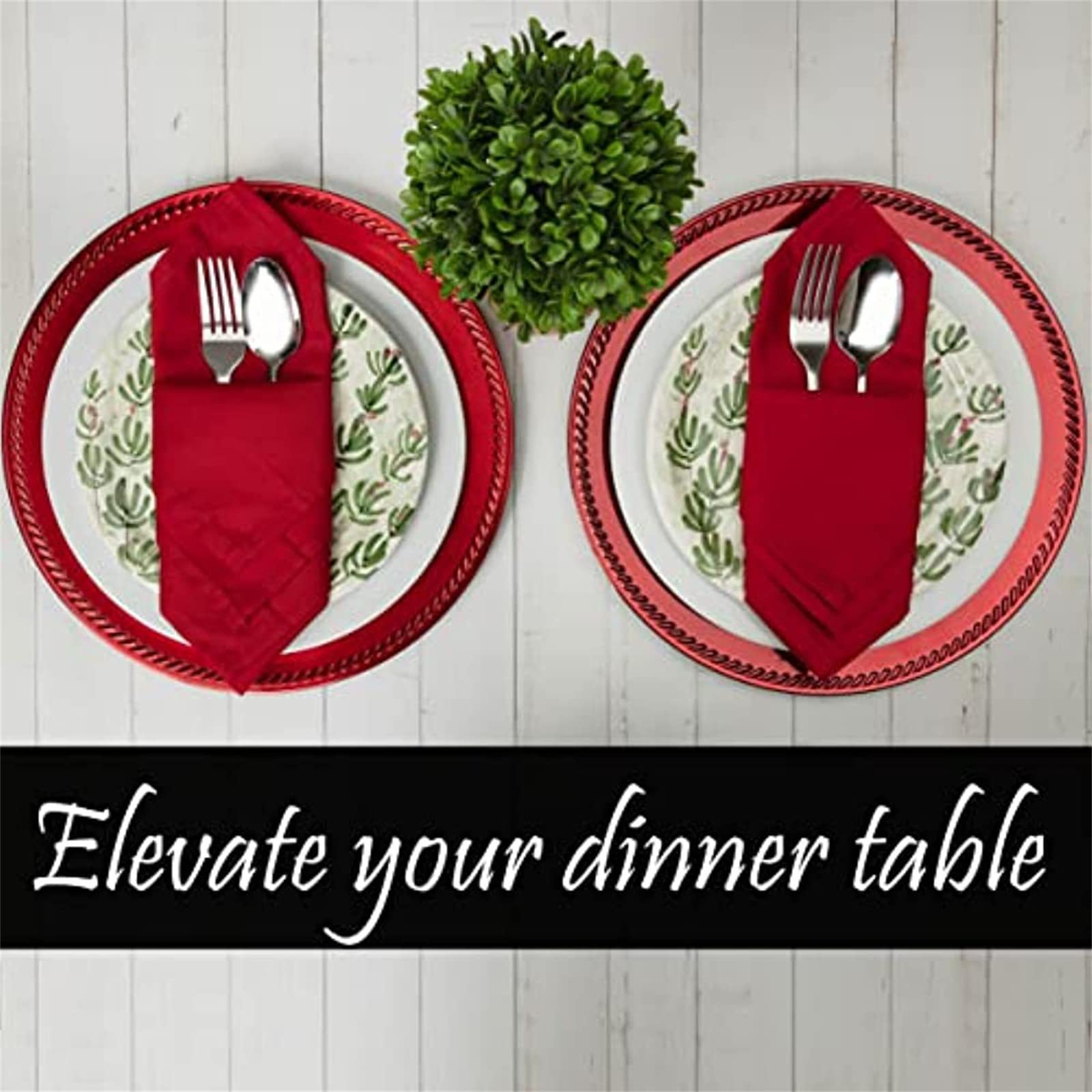 Stoffservietten Leinenservietten,4/6 / 8er Set 100% Baumwolle und Leinen Servietten Stoff, Stoffservietten Leinen 40 x 40 cm Kitchen Stoffservietten Dekoration (Rot,8er Set)