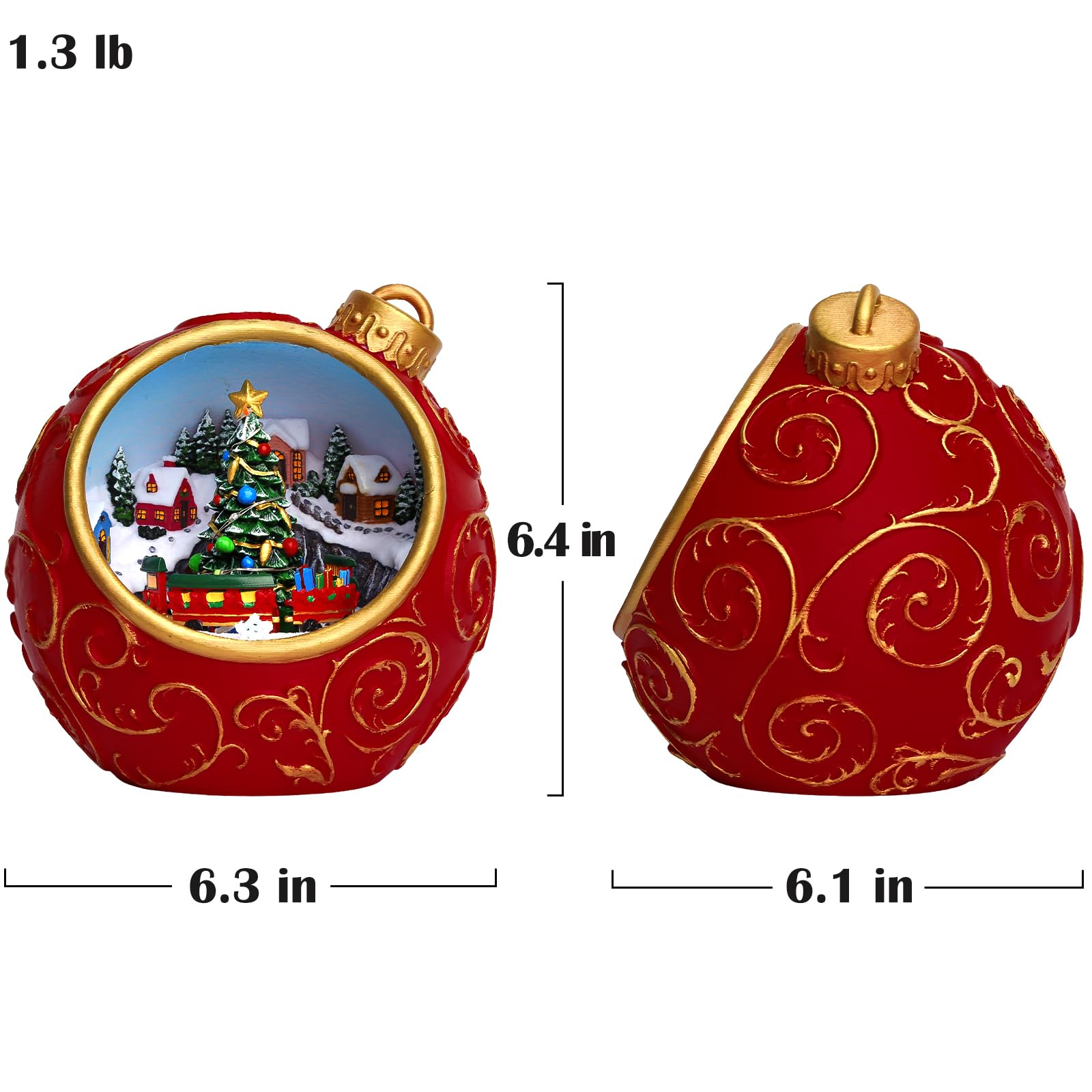 Scène de village de Noël - Décorations de Noël pour la maison - Musique lumineuse - USB/batterie - Figurines de bâtiments de collection (globe d'arbre)