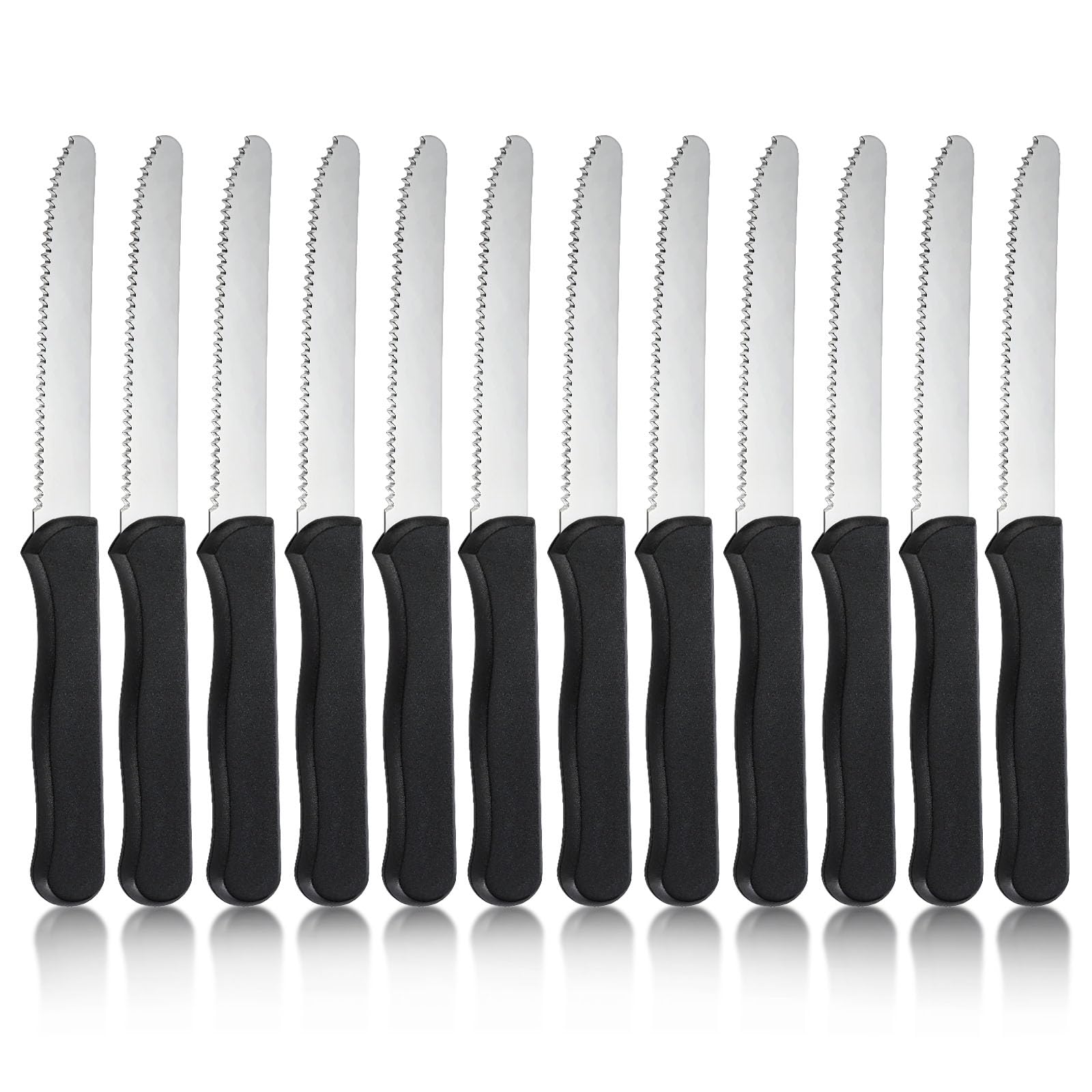 hunnycook Frühstücksmesser 12 Stück, Wellenförmiger Tafelmesser mit Wellenschliff, Frühstücksmesser set aus Edelstahl, Besteck messer set für Haus und Restaurant, Spülmaschinenfest